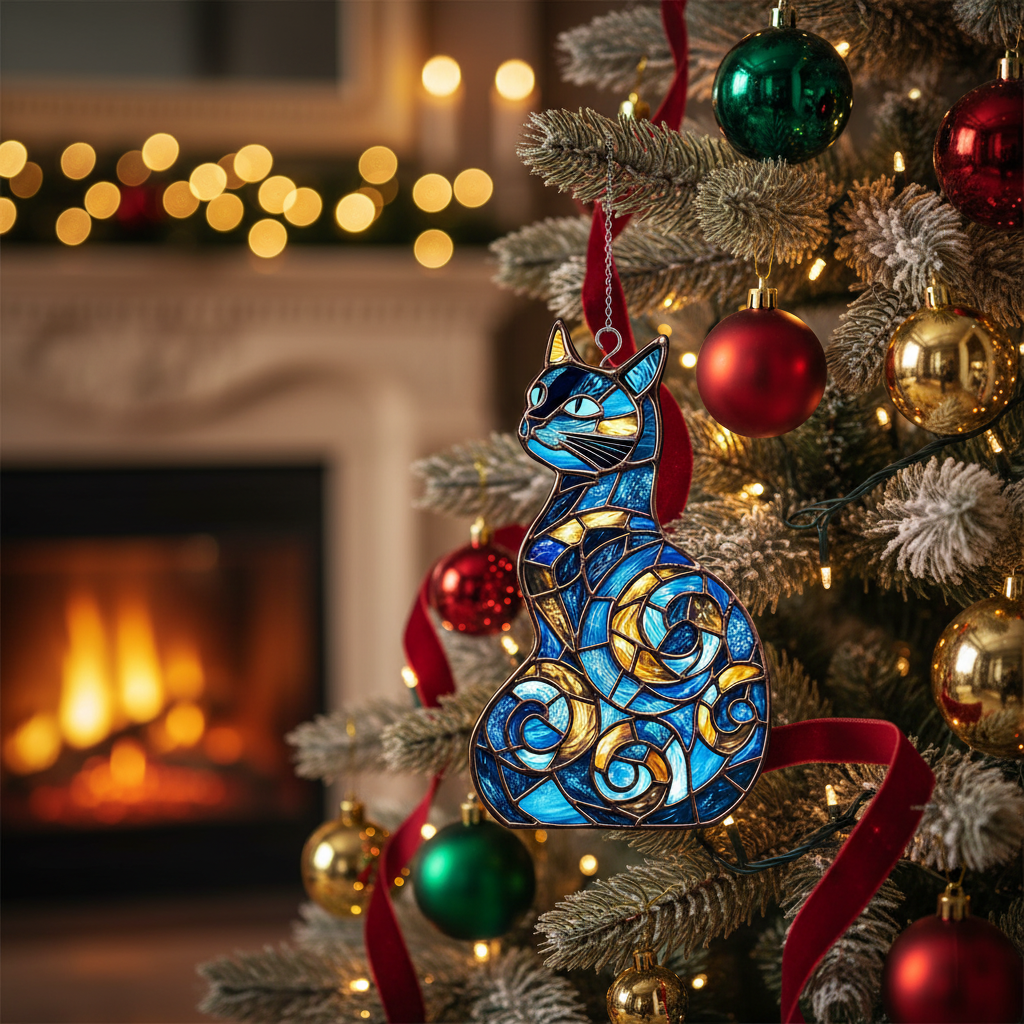 [2D FLAT ACRYLIC] Starry Night Black Cat and Moon Suncatcher – Window Hanging Decor & Gift for Cat Lovers