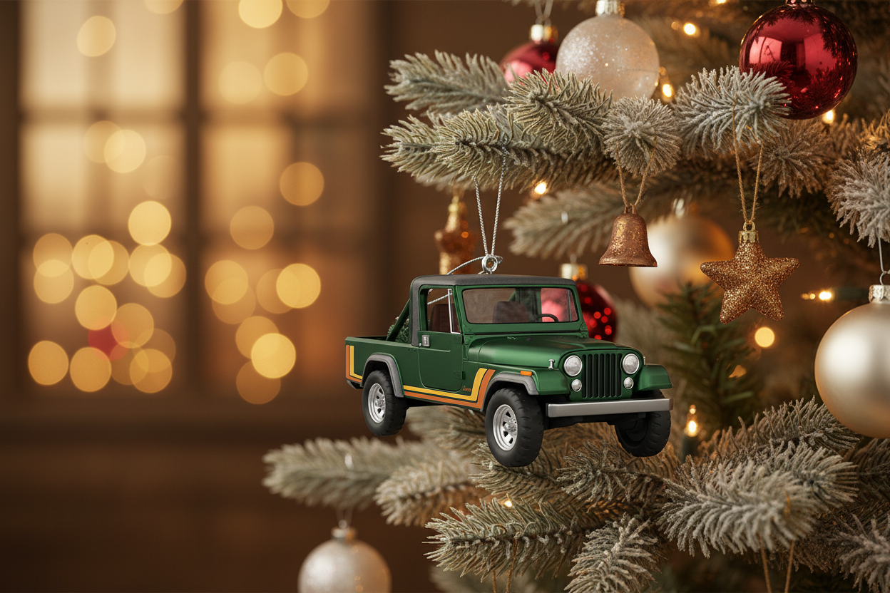 [2D FLAT ACRYLIC] Hallmark 1982 Jeep Scrambler Christmas Ornament | 25th in All-American Trucks Series
