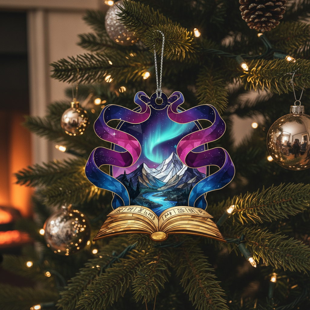 [2D FLAT ACRYLIC] Book Lover Christmas Ornament – Literary Keepsake Gift for Readers