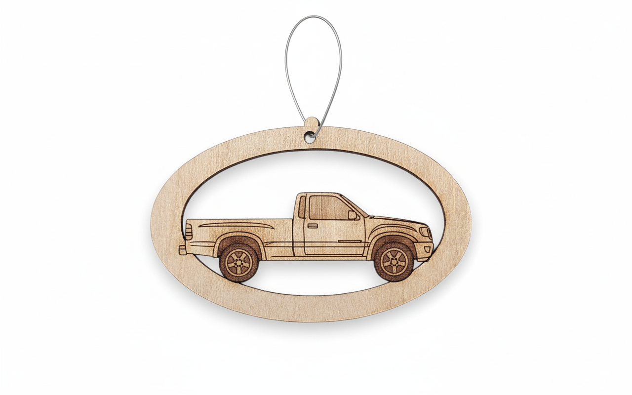 [2D FLAT ACRYLIC] Personalized Pickup Truck Christmas Ornament | Rustic Wooden Holiday Decor