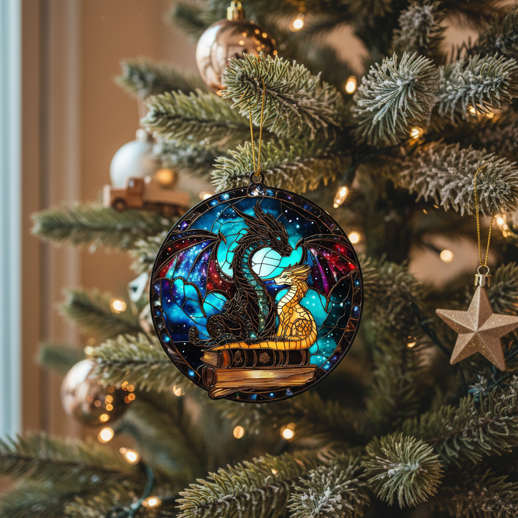 [2D FLAT ACRYLIC] Fourth Wing Dragon Suncatcher – Acrylic Stained Glass Style Bookish Decor Gift