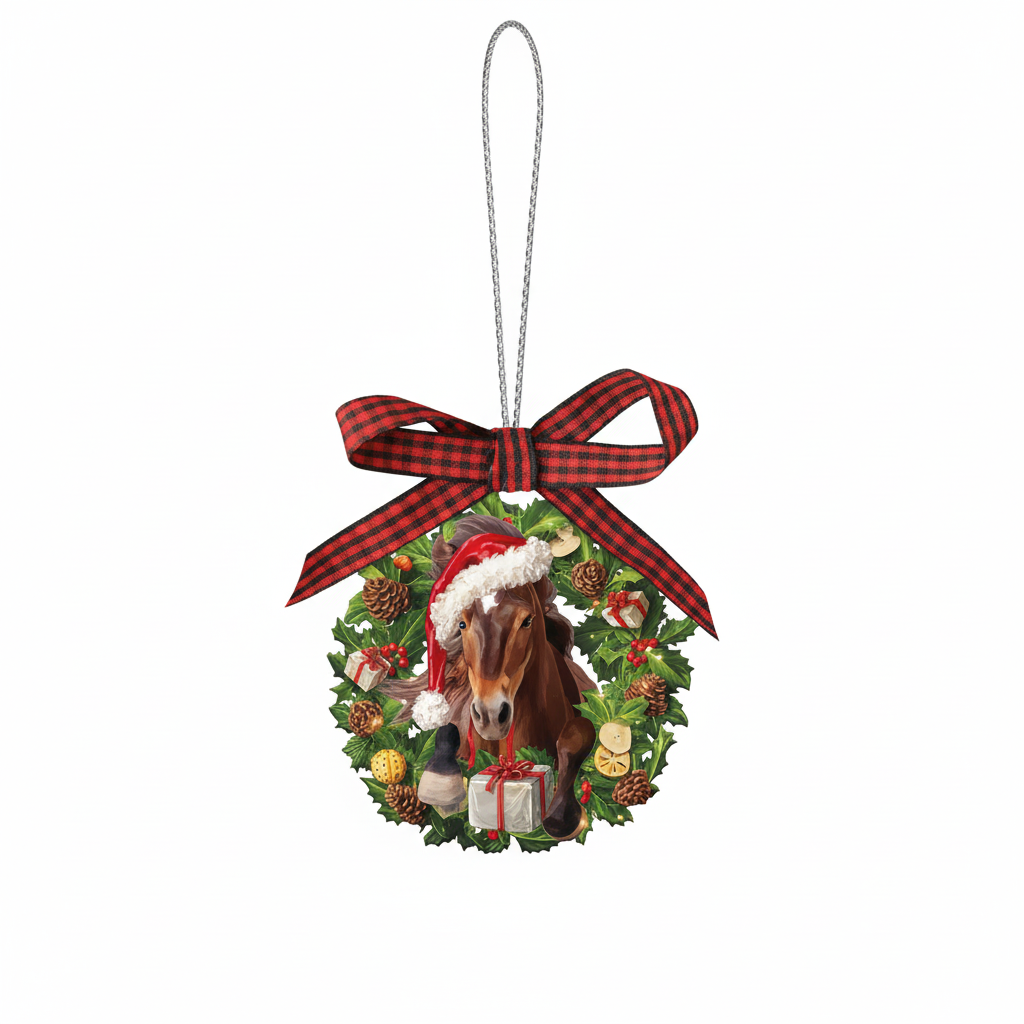 [2D FLAT ACRYLIC] Charming Horse Christmas Ornament – Keepsake Gift for Horse Lovers