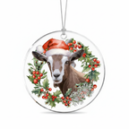 [2D FLAT ACRYLIC] Charming Goat Christmas Ornament | Farm Animal Holiday Decor | Acrylic Keepsake Gift for Goat Lovers