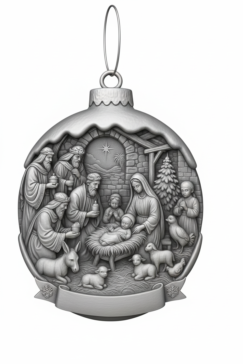 [2D FLAT ACRYLIC] Nativity Ornament 3D Model - Digital File for CNC & 3D Printing