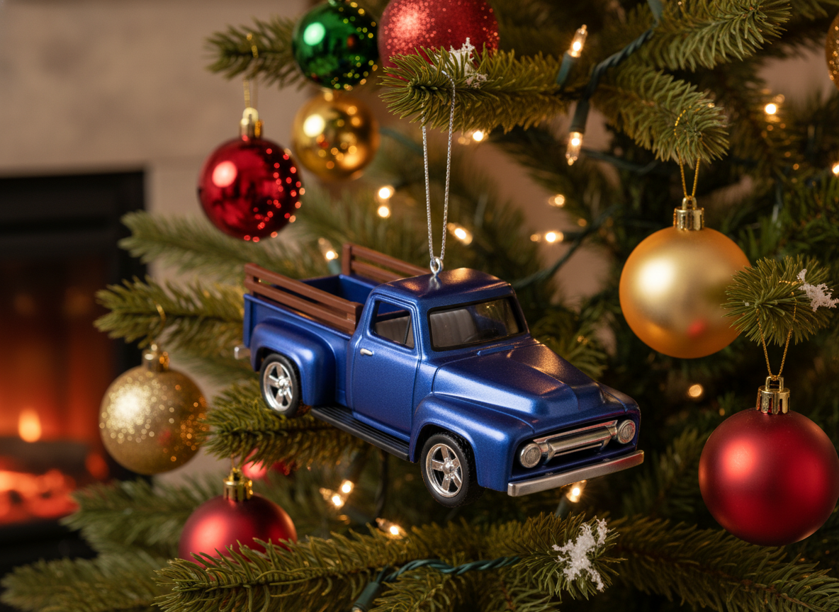 [2D FLAT ACRYLIC] TitleHallmark Keepsake 2025 Miniature Christmas Ornament – Lil’ American Trucks 1954 Mercury M-100 Mini Metal – Perfect Gift for Car Collectors