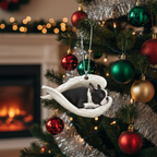 [2D FLAT ACRYLIC] Boston Terrier Angel Memorial Ornament | Sleeping Dog Christmas Keepsake Gift