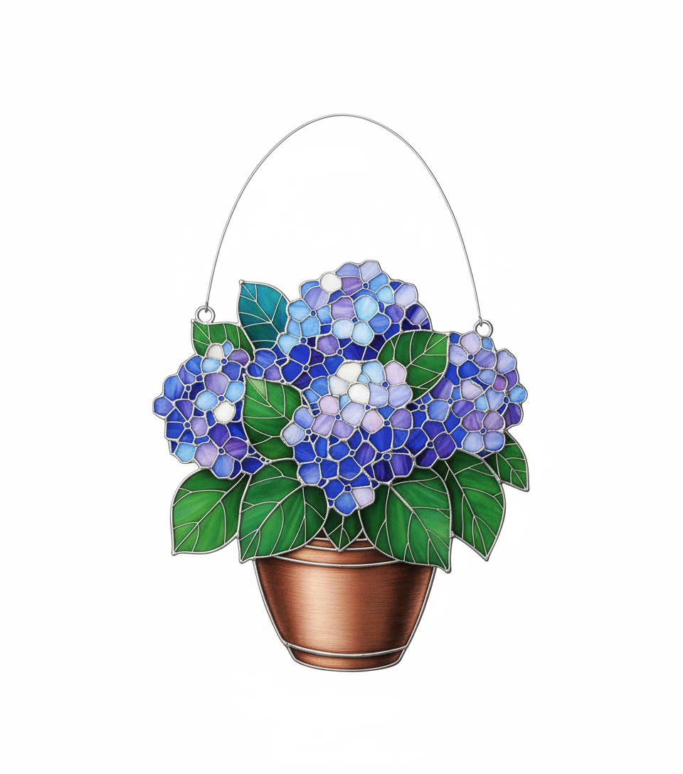 [2D FLAT ACRYLIC] Hydrangea Flower Suncatcher Ornament – Acrylic Window Hanging Home Decor