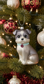 [2D FLAT ACRYLIC] Cairn Terrier Glass Christmas Ornament | Hand-Blown Holiday Tree Decor