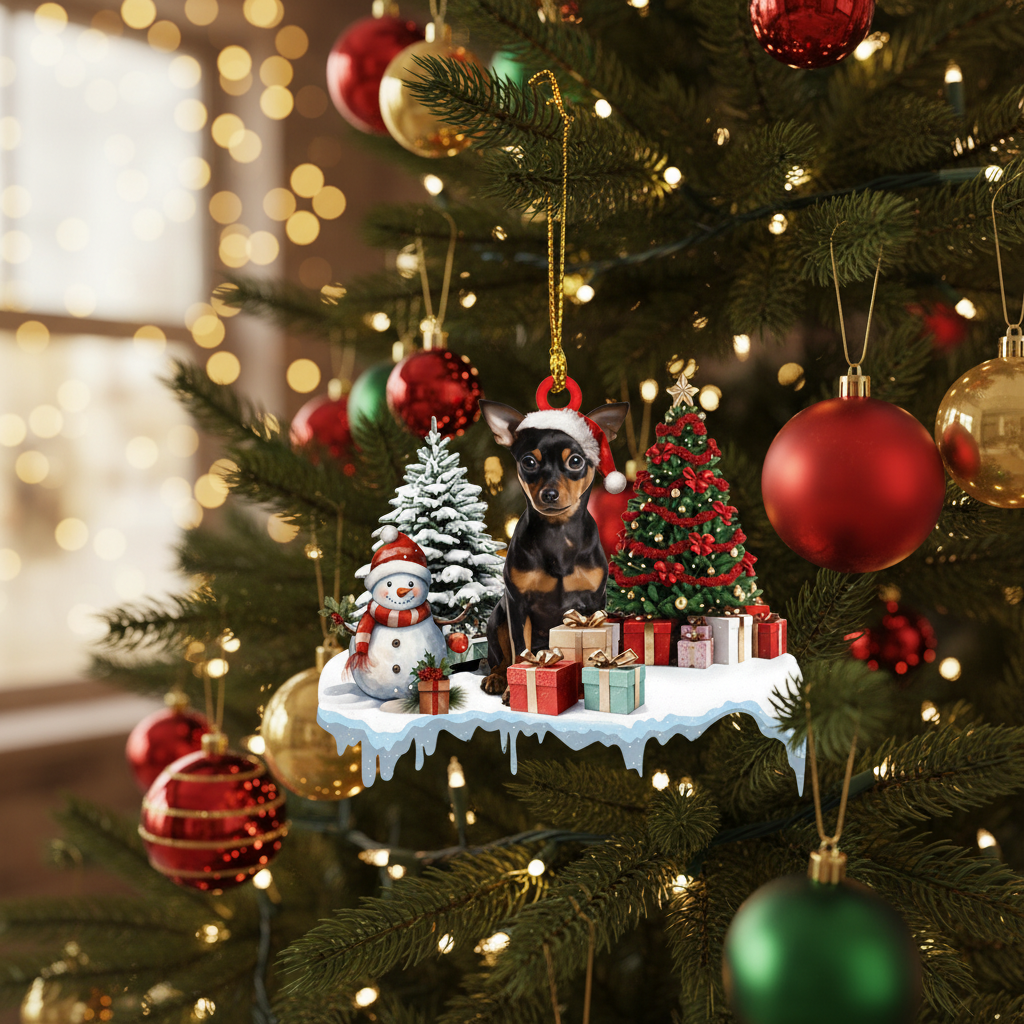 [2D FLAT ACRYLIC] Miniature Pinscher Christmas Ornament – 2D Holiday Keepsake for Dog Lovers