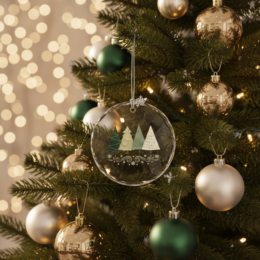 [2D FLAT ACRYLIC] First Home Christmas Ornament 2025 – Glass Housewarming Gift for New Homeowners