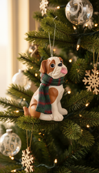 [2D FLAT ACRYLIC] Bulldog Christmas Ornament | Cute Dog Wearing Scarf | Holiday Gift for Pet Lovers 2025