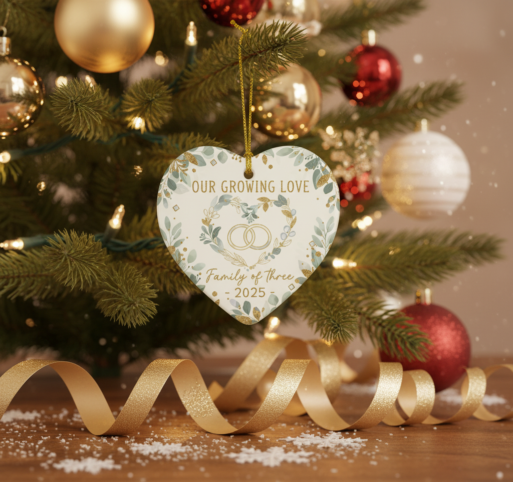 [2D FLAT ACRYLIC] Baby's First Christmas Ornament 2025 | Keepsake Gift for New Parents & Family of 3