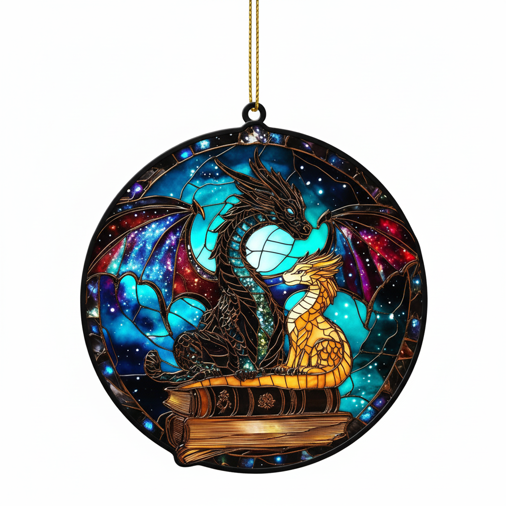 [2D FLAT ACRYLIC] Fourth Wing Dragon Suncatcher – Acrylic Stained Glass Style Bookish Decor Gift
