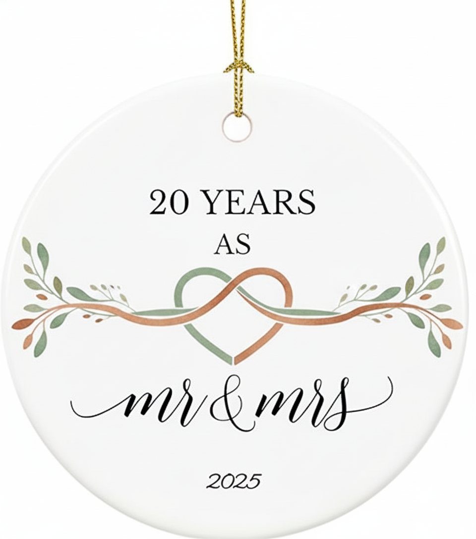 [2D FLAT ACRYLIC] 20th Anniversary Ceramic Ornament 2025 – Keepsake Gift for Couples