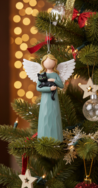 [2D FLAT ACRYLIC] Black Cat Angel Memorial Ornament | Heartfelt Pet Loss Sympathy Gift for Christmas