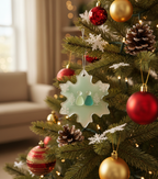 [2D FLAT ACRYLIC] Sea Glass Snowflake Ornament – Coastal Friendship Christmas Keepsake