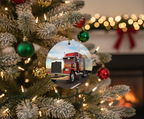 [2D FLAT ACRYLIC] Funny Truck Driver Christmas Ornament | Wooden Holiday Decor & Trucker Gift
