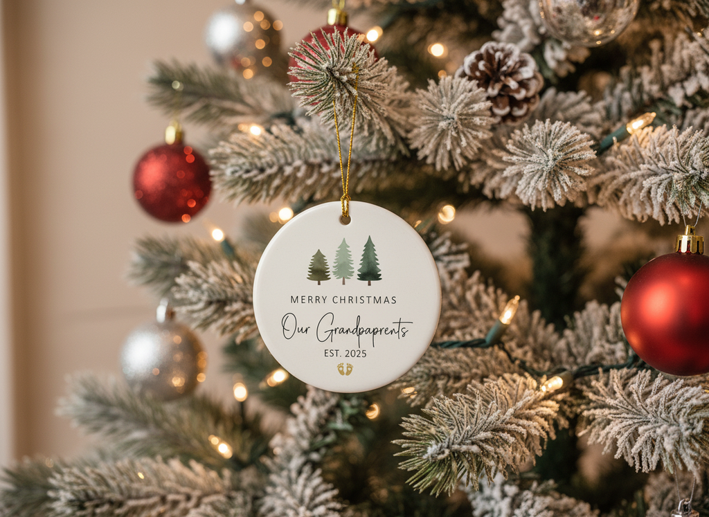 [2D FLAT ACRYLIC] Personalized Christmas in Heaven Memorial Ornament – Rocking Chair Remembrance Gift