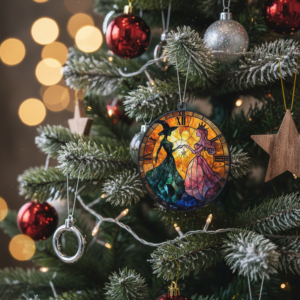 [2D FLAT ACRYLIC] Elphaba and Glinda 'Wicked' Musical Christmas Ornament