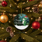 [2D FLAT ACRYLIC] Funny Frog Ceramic Ornament – Merry Resistmas 2025 Holiday Decoration