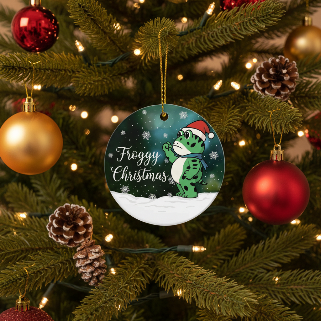 [2D FLAT ACRYLIC] Funny Frog Ceramic Ornament – Merry Resistmas 2025 Holiday Decoration