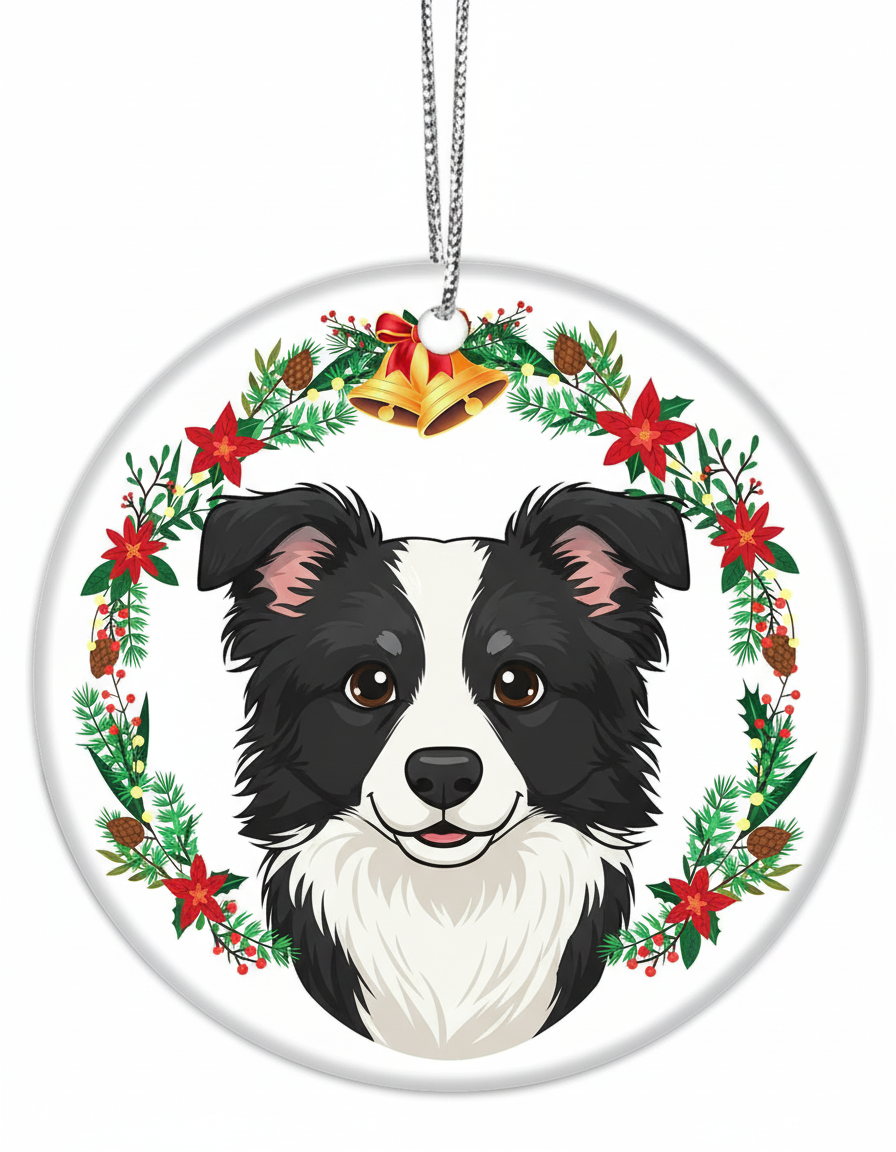 [2D FLAT ACRYLIC] Border Collie Christmas Ornament | Keepsake Gift for Dog Lovers