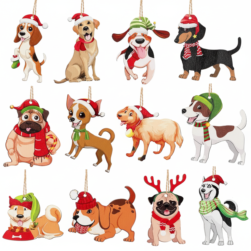 [2D FLAT ACRYLIC] Dog Christmas Ornament | Cute Holiday Decor & Dog Lover Gift
