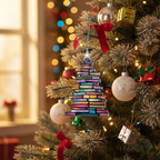 [2D FLAT ACRYLIC] Book Tree Christmas Ornament – Unique Gift for Book Lovers and Librarians