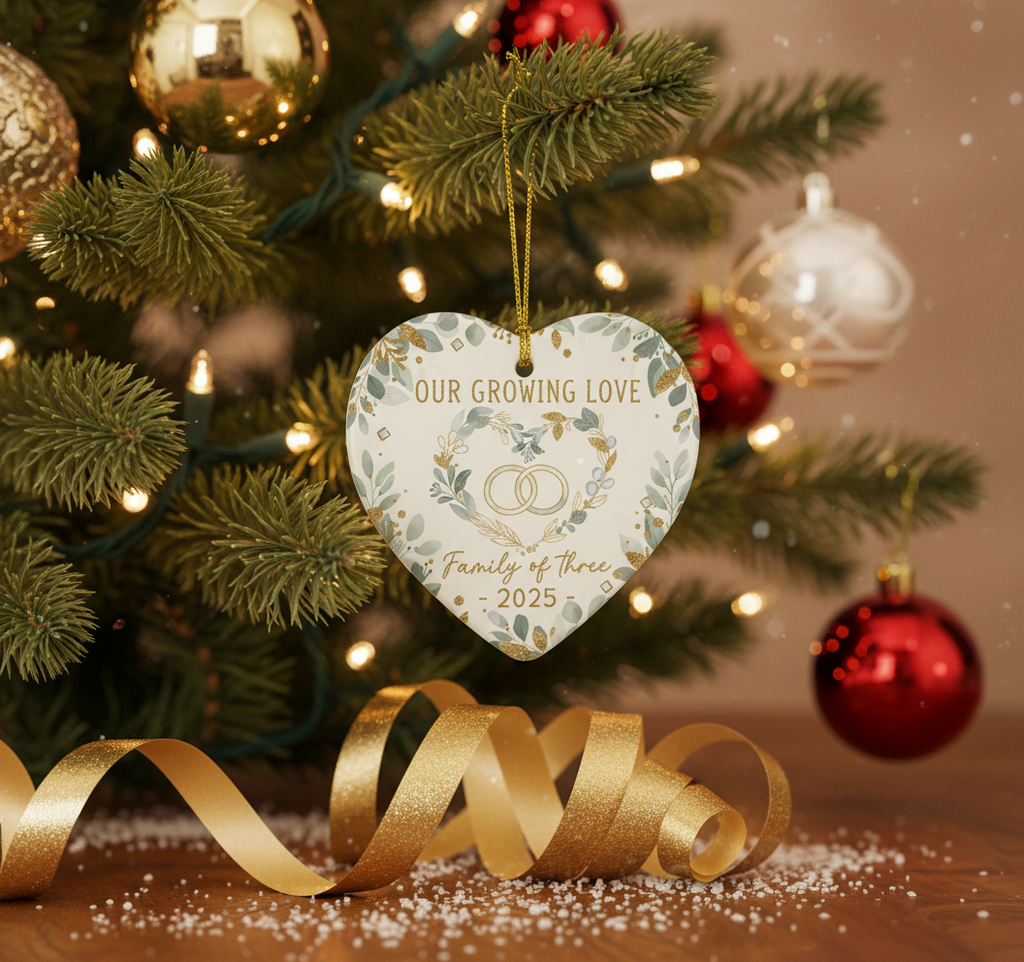 [2D FLAT ACRYLIC] Baby's First Christmas Ornament 2025 | Keepsake Gift for New Parents & Family of 3