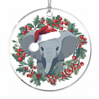 [2D FLAT ACRYLIC] Charming Elephant Christmas Ornament | Acrylic Holiday Decor & Gift for Animal Lovers