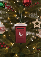 [2D FLAT ACRYLIC] Handmade Fused Glass Postbox Ornament – Unique Christmas Tree Decoration
