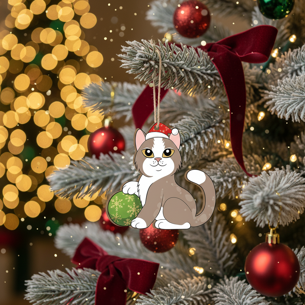 [2D FLAT ACRYLIC] Cat Christmas Ornaments | Cute Holiday Decor & Cat Lover Gift