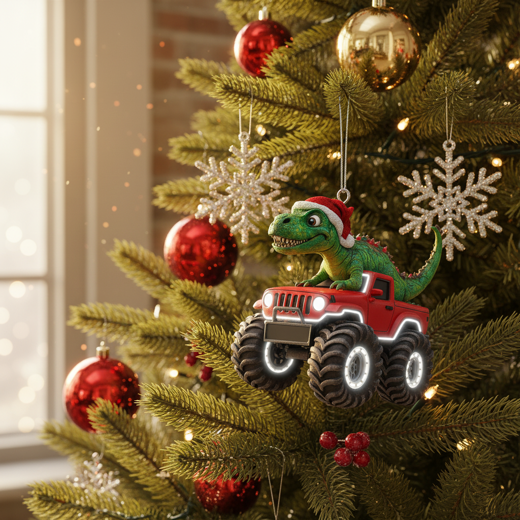 [2D FLAT ACRYLIC] Personalized Grinch Trucker Ornament | Custom Truck Driver Christmas Gift