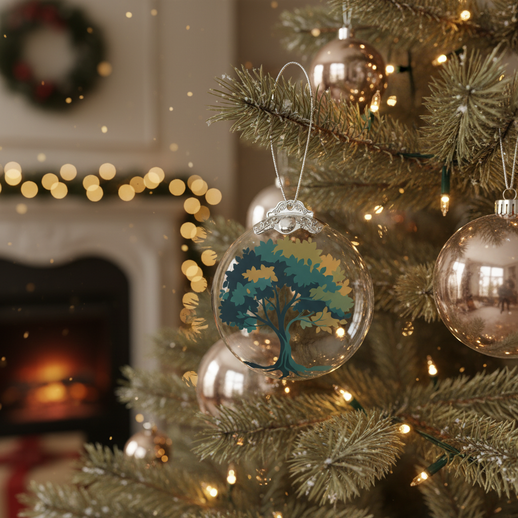 [2D FLAT ACRYLIC] Tree of Life Crystal Glass Ornament – Elegant Christmas & Holiday Keepsake Gift