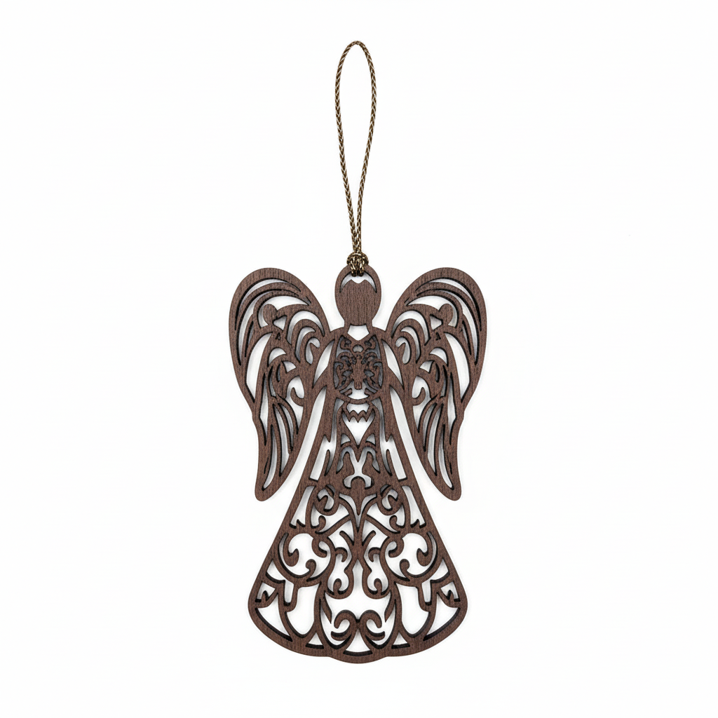 [2D FLAT ACRYLIC] Christmas Angel SVG Laser Cut Files – Digital Ornament & Tree Topper Template