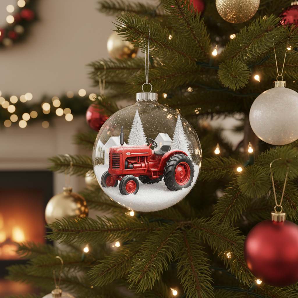 [2D FLAT ACRYLIC] Personalized Trucker Christmas Ornament with Custom Photo & Name | Truck Driver Gift