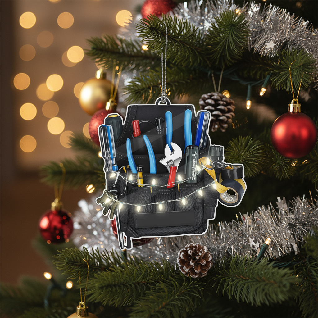 [2D FLAT ACRYLIC] Electrician Christmas Ornament 2025 – Tool Bag Keepsake Gift for Electricians & Linemen