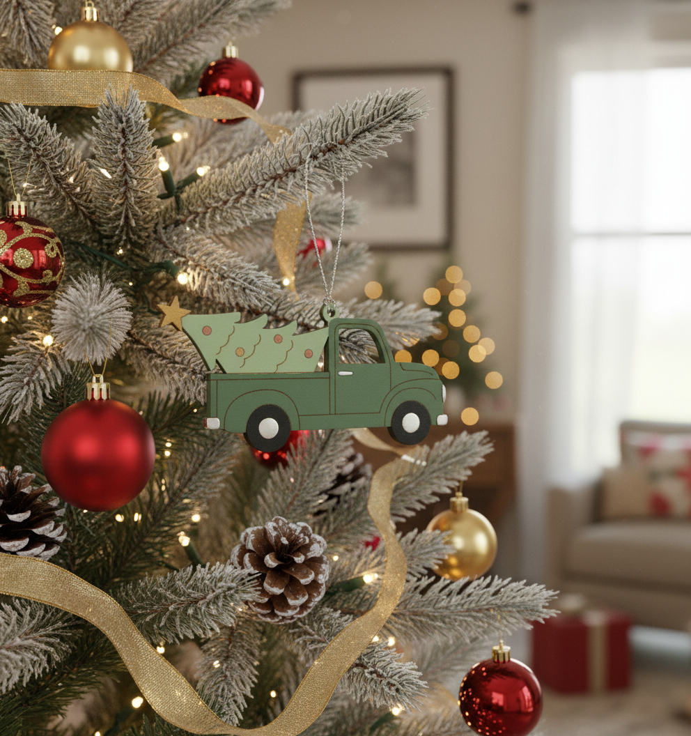 [2D FLAT ACRYLIC] Angel Wings Trucker Memorial Christmas Ornament | In Loving Memory Truck Driver Gift