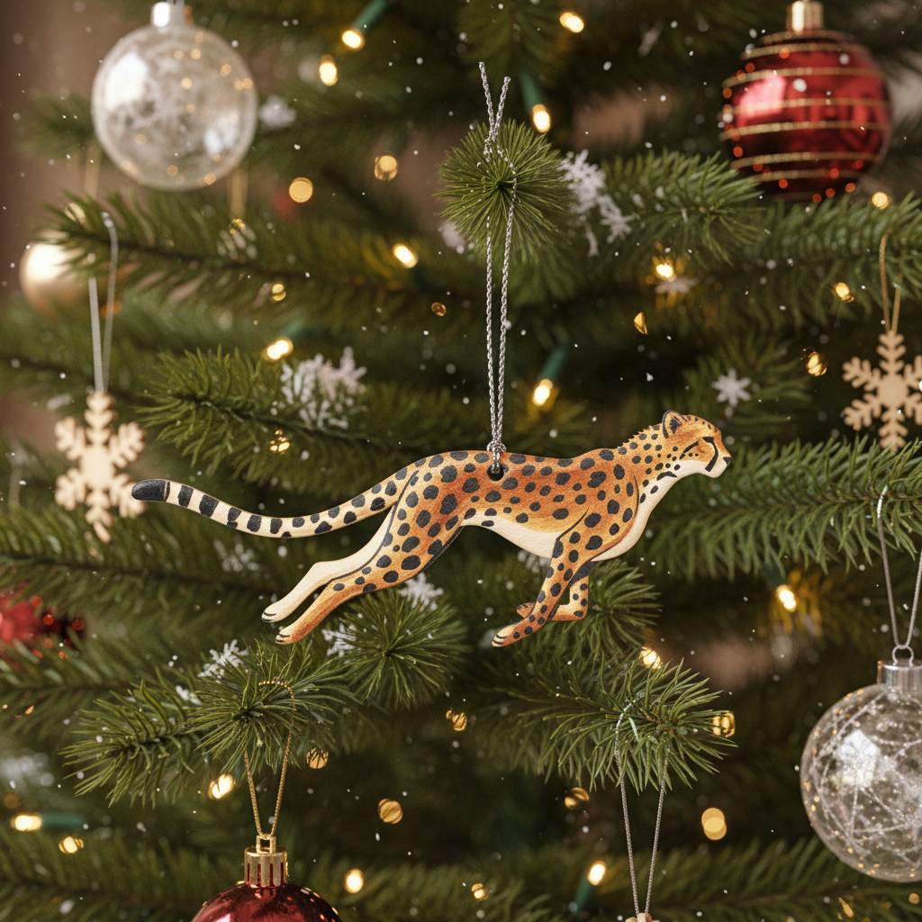 [2D FLAT ACRYLIC] Watercolour Cheetah Ornament – Unique Christmas Gift for Animal Lovers
