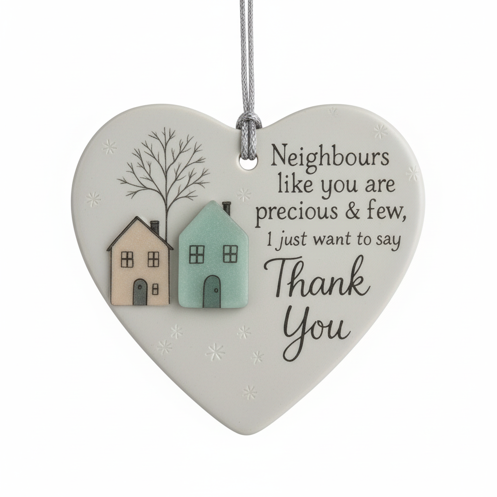 [2D FLAT ACRYLIC] Thank You Neighbor Heart Ornament – Keepsake Gift for Neighbors