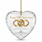 [2D FLAT ACRYLIC] 50th Wedding Anniversary Heart Ornament – Golden Anniversary Gift for Couples