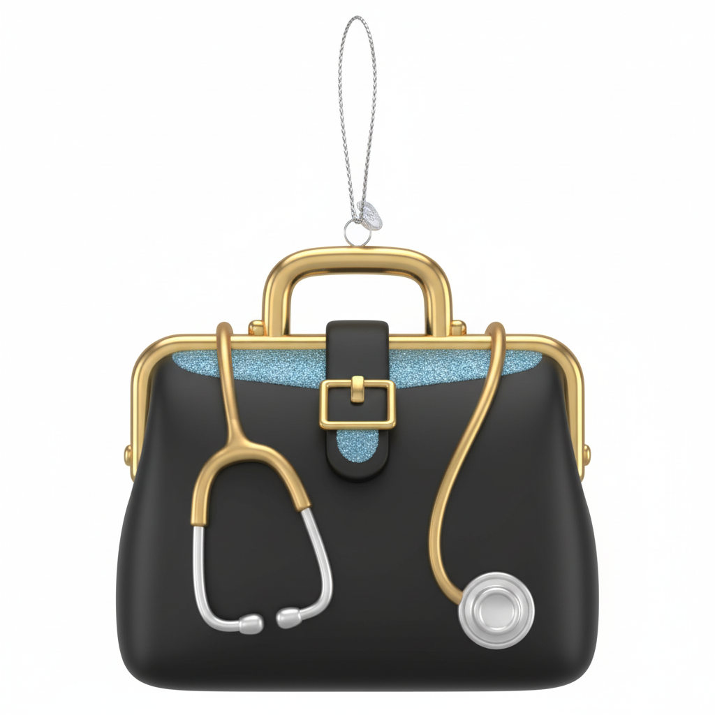 [2D FLAT ACRYLIC] Doctor's Bag Glass Christmas Ornament – Handcrafted Gift for Medical Professionals