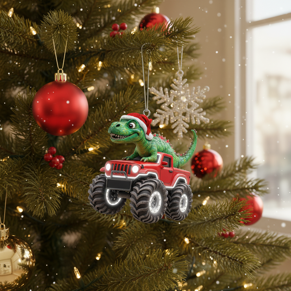 [2D FLAT ACRYLIC] Personalized Grinch Trucker Ornament | Custom Truck Driver Christmas Gift