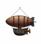 [2D FLAT ACRYLIC] Vintage Style Zeppelin Airship Ornament – 2D Acrylic Window Hanging Decor