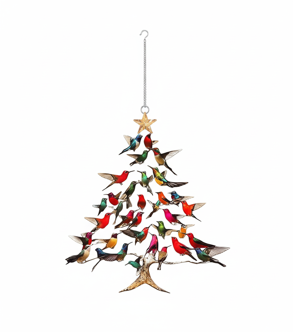 [2D FLAT ACRYLIC] Stacked Hummingbird Christmas Ornament – Colorful Acrylic Holiday Decor for 2025