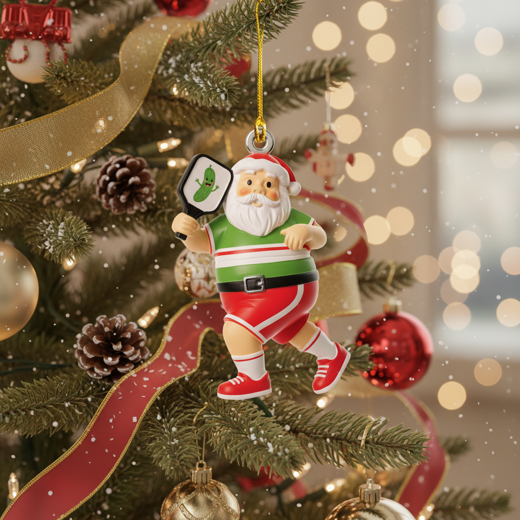 [2D FLAT ACRYLIC] Pickleball Santa Christmas Ornament – Funny Holiday Gift for Players