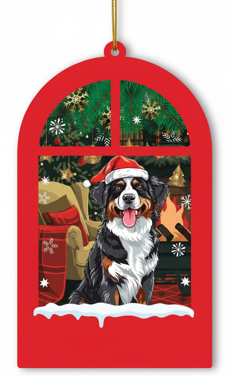 [2D FLAT ACRYLIC] Australian Shepherd Christmas Ornament | Elegant Wood & Acrylic Dog Lover Gift