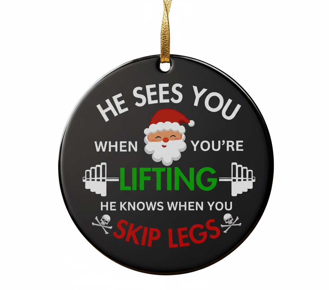 [2D FLAT ACRYLIC] Funny 'Skip Leg Day' Gym Ornament – Weightlifting Christmas Gift for Fitness Lovers