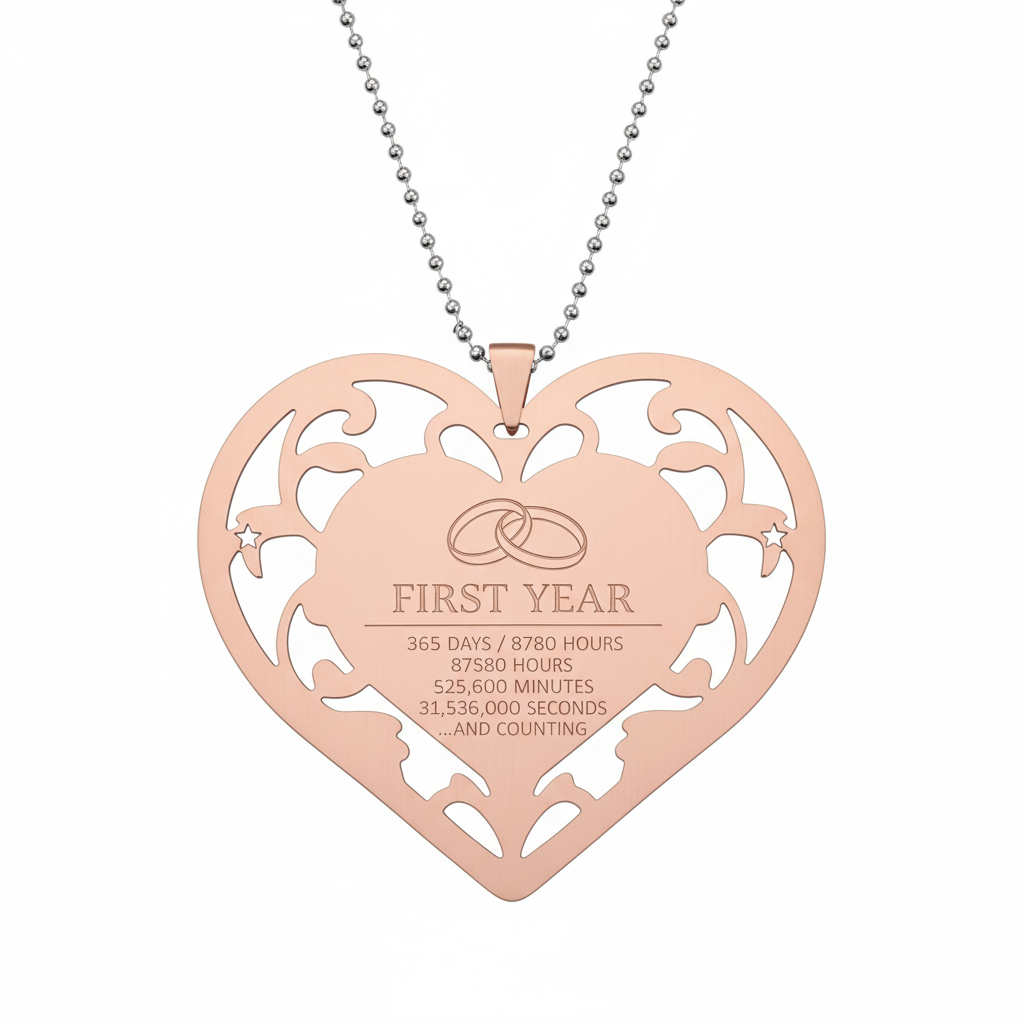 [2D FLAT ACRYLIC] 1st Anniversary Heart-Shaped Ornament – Romantic Steel Keepsake Gift for Couples