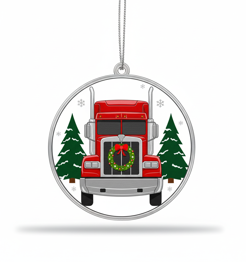 [2D FLAT ACRYLIC] Funny Trucker Christmas Ornament | Unique Wooden Holiday Decor & Truck Driver Gift